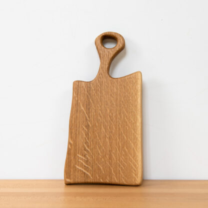 Curve handled white oak serving boards for meat, cheeses and snacks