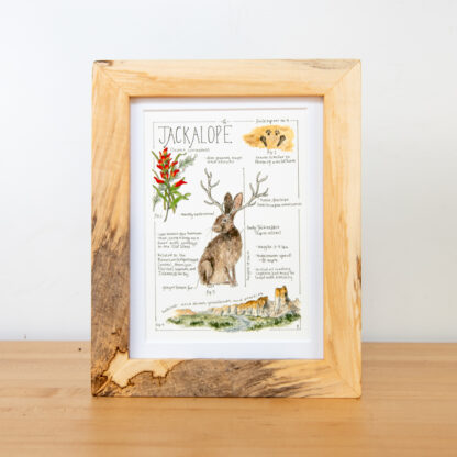 Spalted Maple Frame with Lizzy Gass Jackelope Print_1