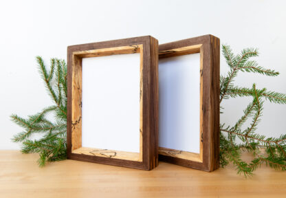 The spalted walt_american walnut wood frame with spalted maple inlay